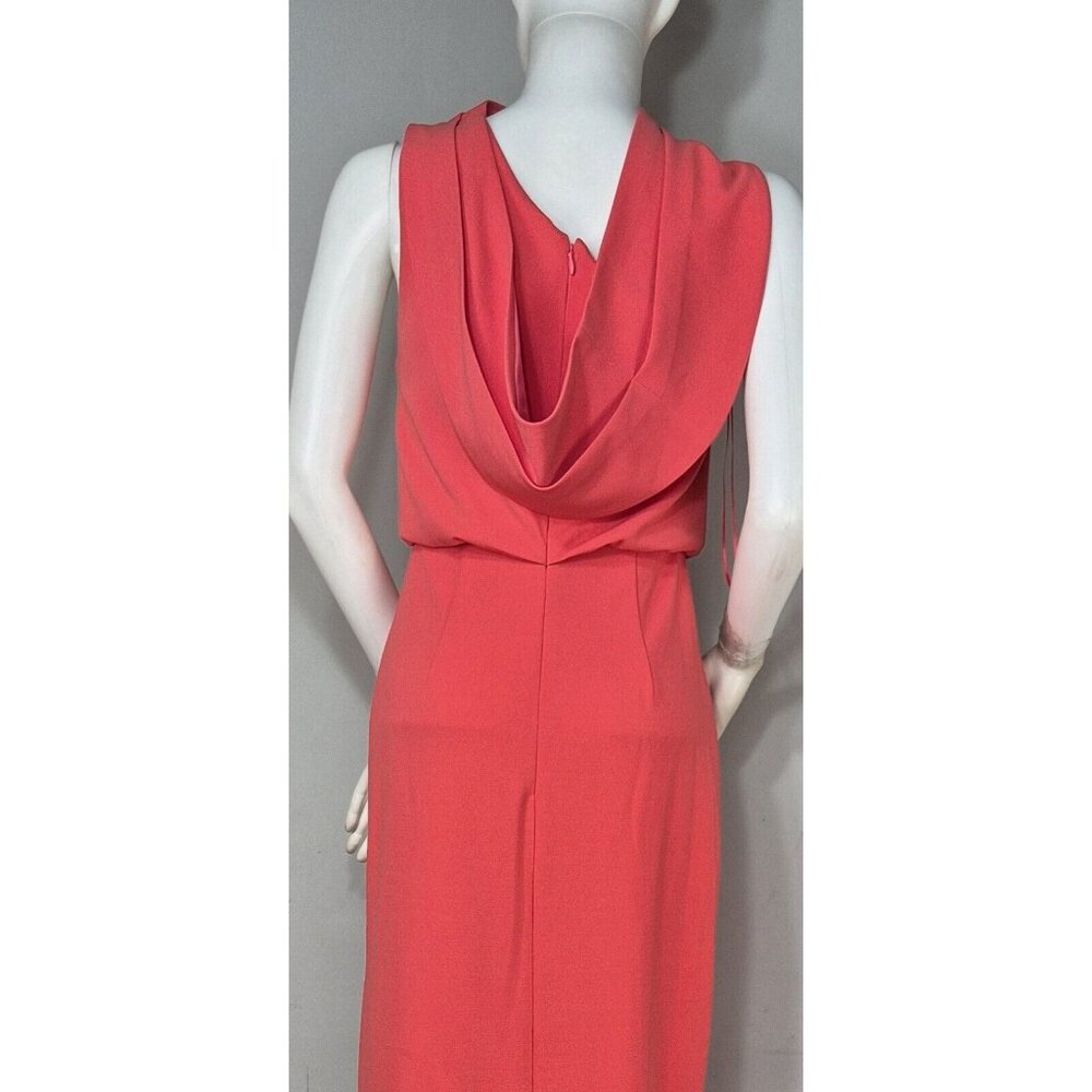 Belle Badgley Mischka Raya Dress Size 0 Draped One Shoulder Gown Coral Pink (02) - Picture 2 of 10